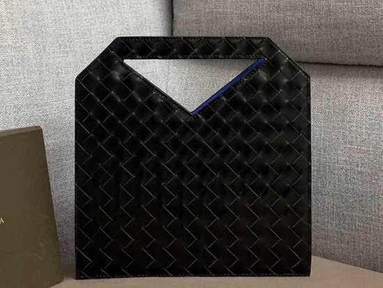 Bottega Veneta Mini North South Tote in Nero Intrecciato Spazzolato Calfskin