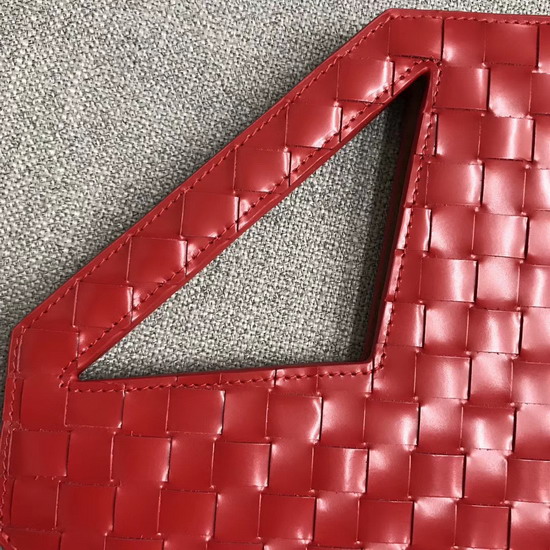 Bottega Veneta Mini North South Tote in Red Intrecciato Spazzolato Calfskin