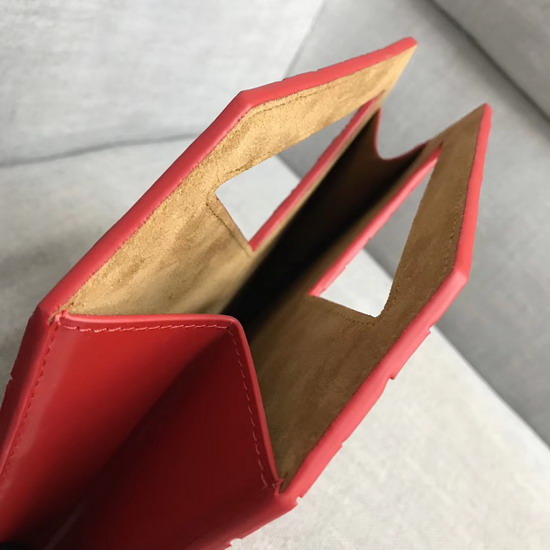 Bottega Veneta Mini North South Tote in Red Intrecciato Spazzolato Calfskin