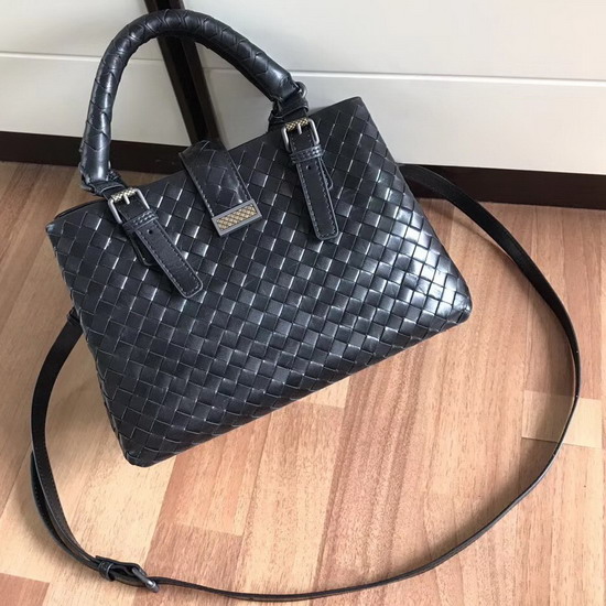 Bottega Veneta Mini Roma Bag in Black Calf Leather