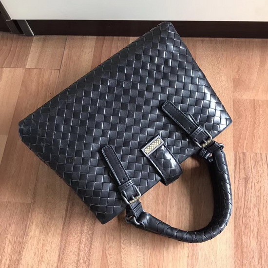 Bottega Veneta Mini Roma Bag in Black Calf Leather