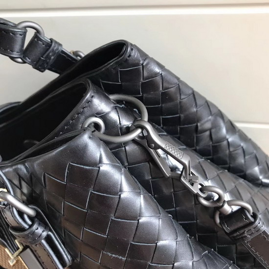 Bottega Veneta Mini Roma Bag in Black Calf Leather