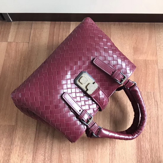 Bottega Veneta Mini Roma Bag in Dark Red Calf Leather