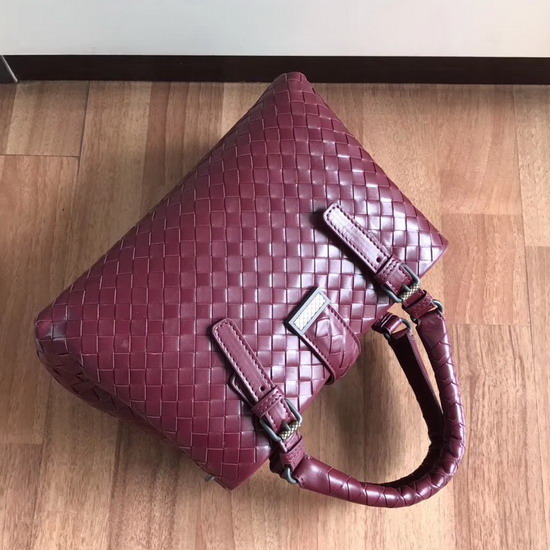 Bottega Veneta Mini Roma Bag in Dark Red Calf Leather