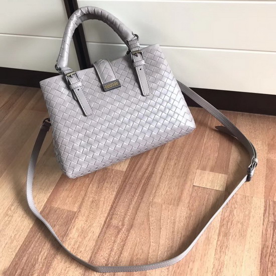 Bottega Veneta Mini Roma Bag in Light Grey Calf Leather