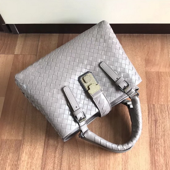 Bottega Veneta Mini Roma Bag in Light Grey Calf Leather