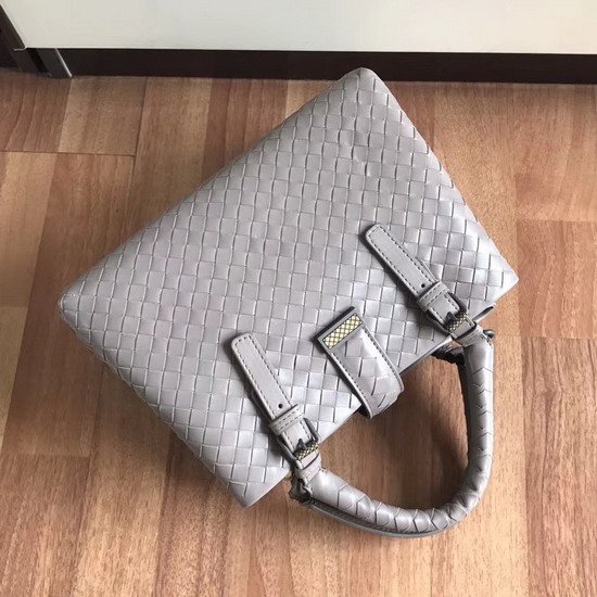 Bottega Veneta Mini Roma Bag in Light Grey Calf Leather