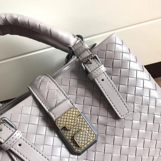 Bottega Veneta Mini Roma Bag in Light Grey Calf Leather