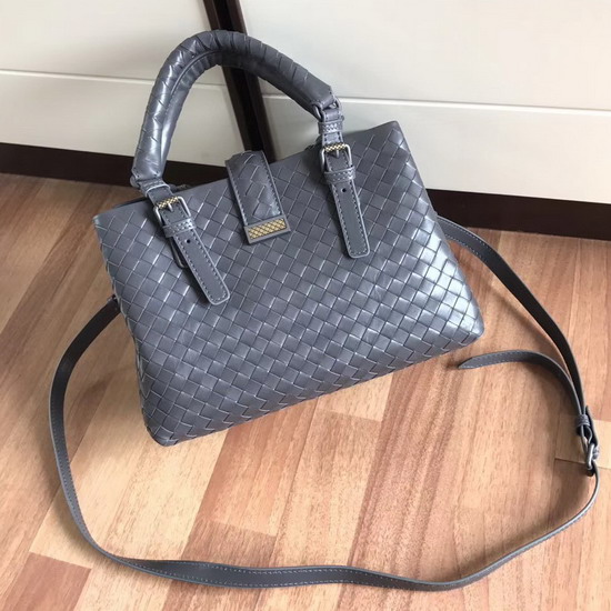 Bottega Veneta Mini Roma Bag in Steel Calf Leather