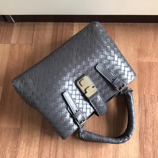 Bottega Veneta Mini Roma Bag in Steel Calf Leather