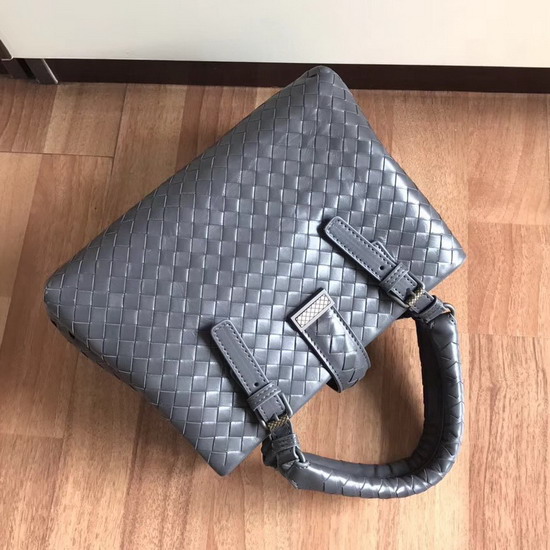 Bottega Veneta Mini Roma Bag in Steel Calf Leather