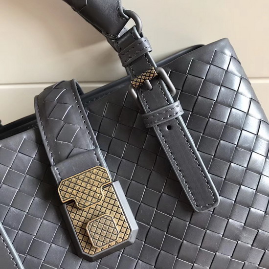 Bottega Veneta Mini Roma Bag in Steel Calf Leather