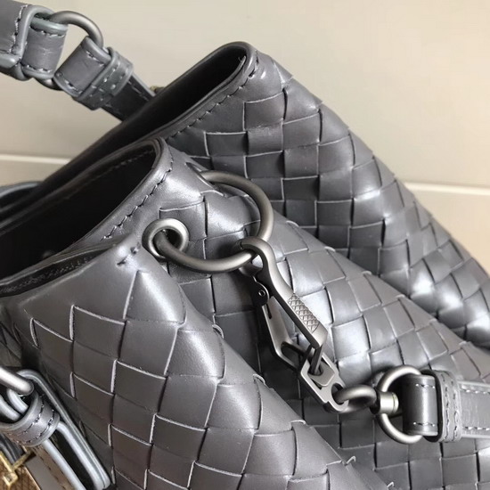 Bottega Veneta Mini Roma Bag in Steel Calf Leather