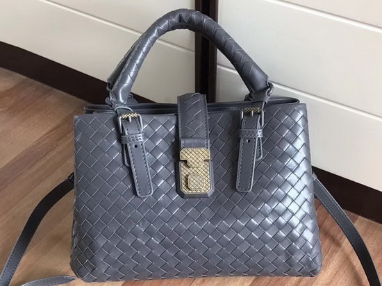 Bottega Veneta Mini Roma Bag in Steel Calf Leather