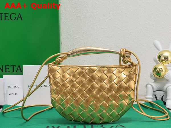 Bottega Veneta Mini Sardine Gold Intrecciato Leather Replica