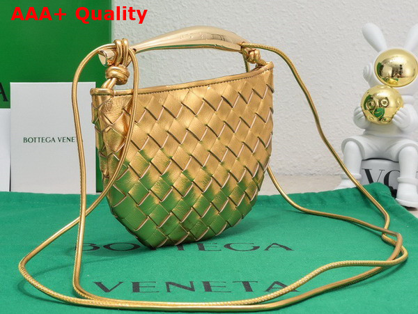 Bottega Veneta Mini Sardine Gold Intrecciato Leather Replica