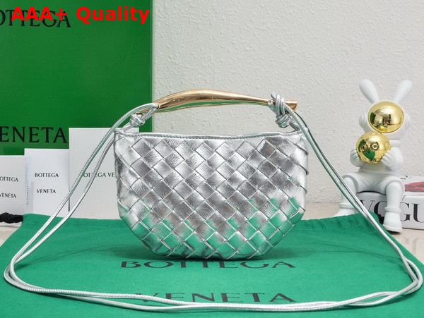 Bottega Veneta Mini Sardine Silver Intrecciato Leather Replica