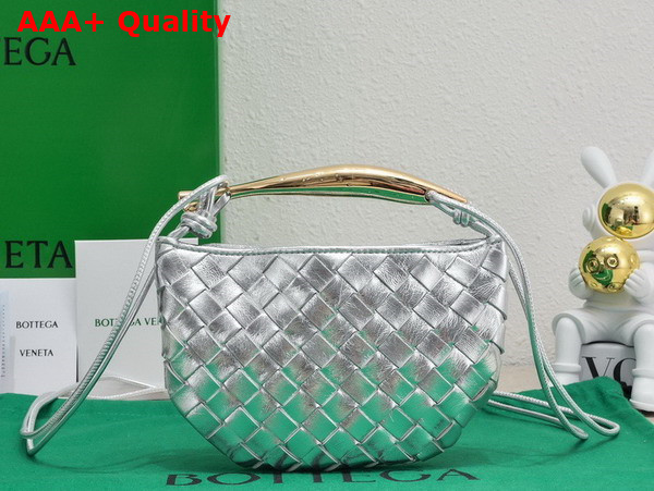 Bottega Veneta Mini Sardine Silver Intrecciato Leather Replica