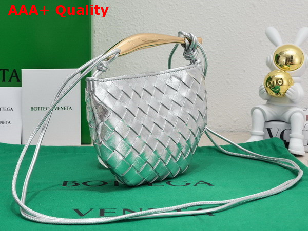 Bottega Veneta Mini Sardine Silver Intrecciato Leather Replica