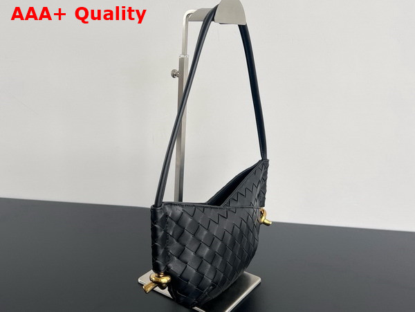 Bottega Veneta Mini Solstice Bag in Black Intrecciato Leather Replica