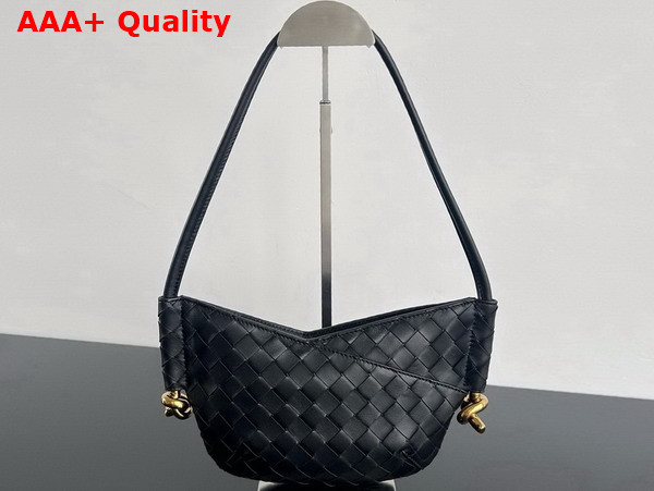 Bottega Veneta Mini Solstice Bag in Black Intrecciato Leather Replica