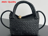 Bottega Veneta Mini Tosca Cross Body Bag in Black Woven Leather Replica