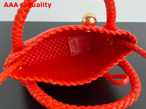 Bottega Veneta Mini Tosca Cross Body Bag in Orange Intreccio Leather Replica