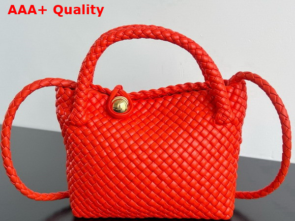 Bottega Veneta Mini Tosca Cross Body Bag in Orange Intreccio Leather Replica