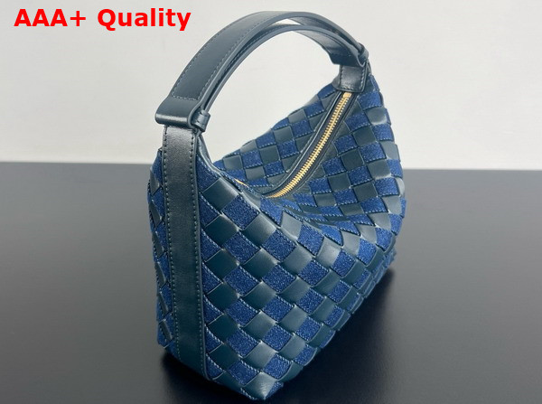 Bottega Veneta Mini Wallace Abyss Indigo Intrecciato Denim and Leather Shoulder Bag Replica