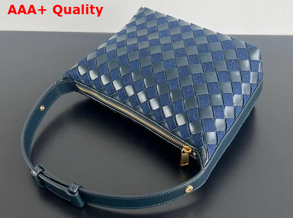 Bottega Veneta Mini Wallace Abyss Indigo Intrecciato Denim and Leather Shoulder Bag Replica