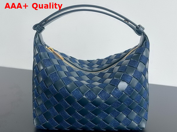 Bottega Veneta Mini Wallace Abyss Indigo Intrecciato Denim and Leather Shoulder Bag Replica