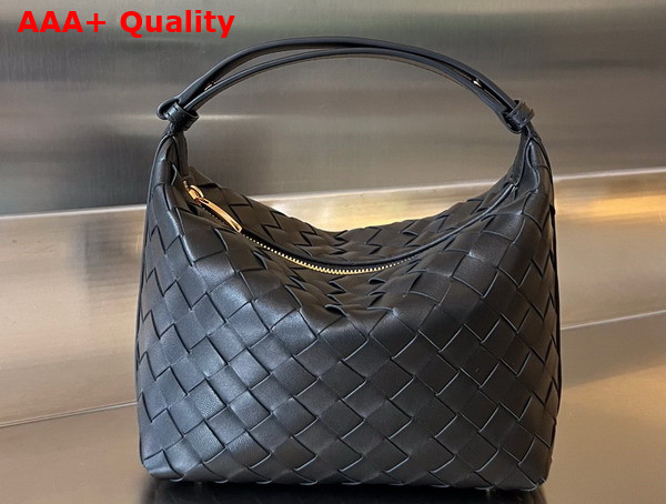 Bottega Veneta Mini Wallace Bag in Black Intrecciato Leather Replica