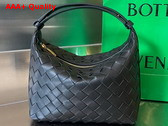 Bottega Veneta Mini Wallace Bag in Black Intrecciato Leather Replica