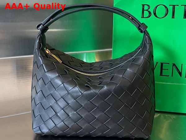 Bottega Veneta Mini Wallace Bag in Black Intrecciato Leather Replica