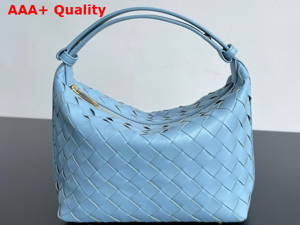 Bottega Veneta Mini Wallace Bag in Sky Blue Intrecciato Calfskin Leather Replica