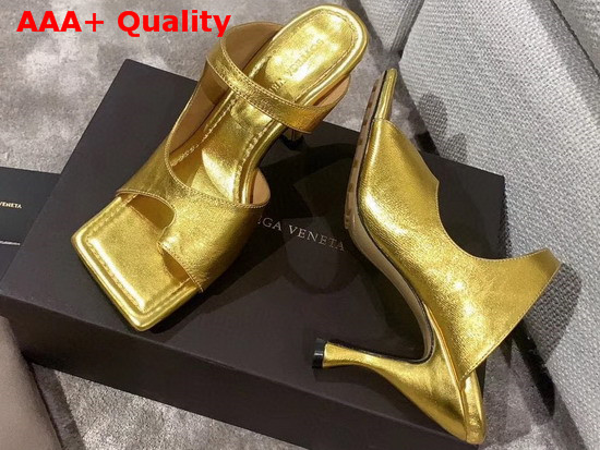 Bottega Veneta Mule Sandals with an Elongate Square Sole Gold Calfskin Replica