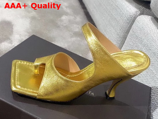 Bottega Veneta Mule Sandals with an Elongate Square Sole Gold Calfskin Replica