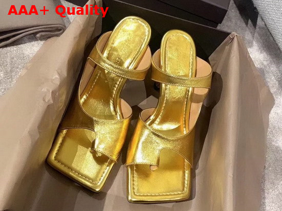 Bottega Veneta Mule Sandals with an Elongate Square Sole Gold Calfskin Replica