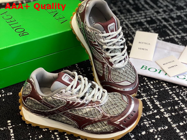 Bottega Veneta Orbit Sneaker Merlot Vapor Optic White Technical Fabric Lace Up Sneaker Replica