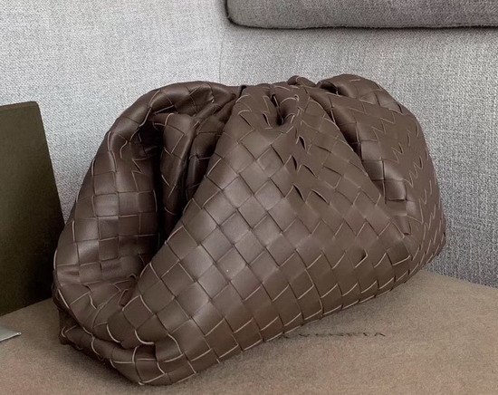 Bottega Veneta Oversized Pouch in Chocolate Maxi Woven Leather