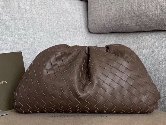 Bottega Veneta Oversized Pouch in Chocolate Maxi Woven Leather