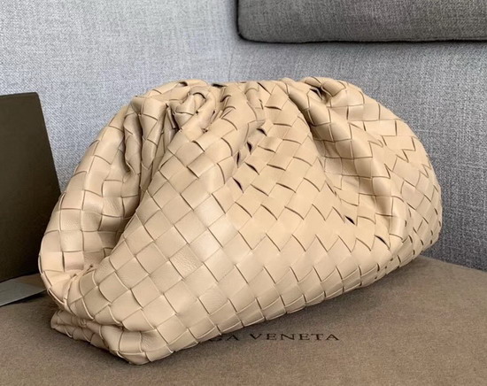 Bottega Veneta Oversized Pouch in Nude Maxi Woven Leather