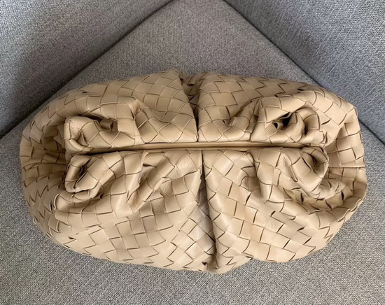 Bottega Veneta Oversized Pouch in Nude Maxi Woven Leather