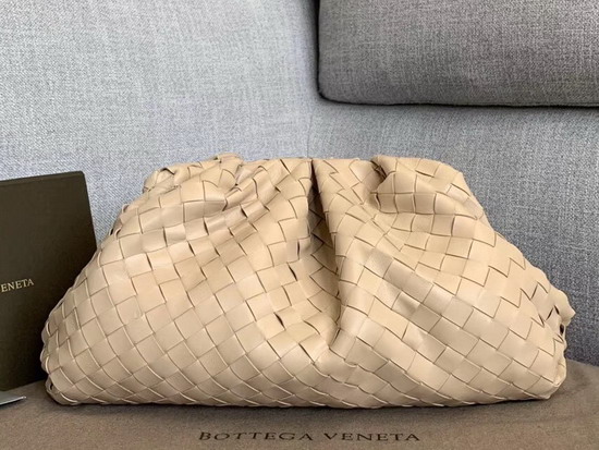 Bottega Veneta Oversized Pouch in Nude Maxi Woven Leather