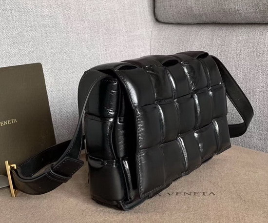 Bottega Veneta Padded Cassette Bag in Nero Paper Calfskin