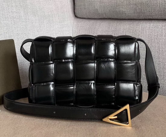 Bottega Veneta Padded Cassette Bag in Nero Paper Calfskin