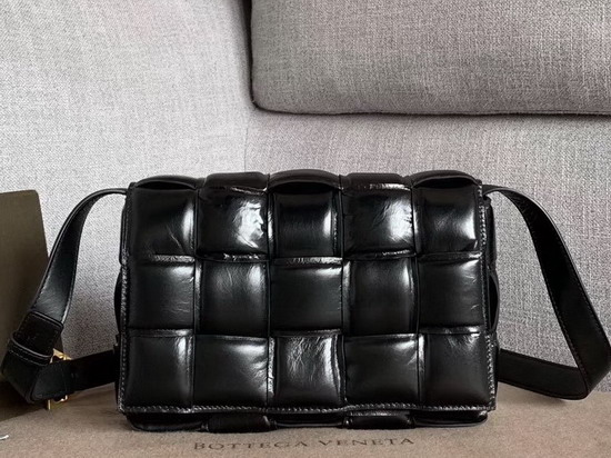 Bottega Veneta Padded Cassette Bag in Nero Paper Calfskin