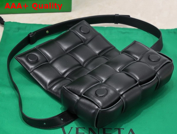 Bottega Veneta Padded Cassette Belt Bag in Black Lambskin Replica