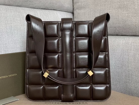 Bottega Veneta Padded Marie Bag in Fondente Paper Calfskin