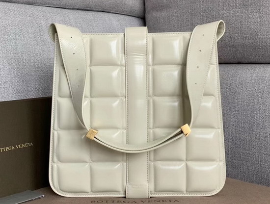 Bottega Veneta Padded Marie Bag in Plaster Paper Calfskin